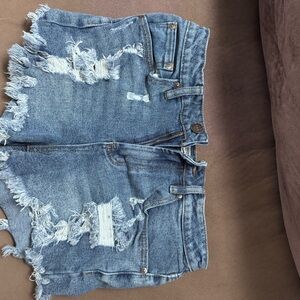 Almost Famous Distressed Blue Jean Shorts
